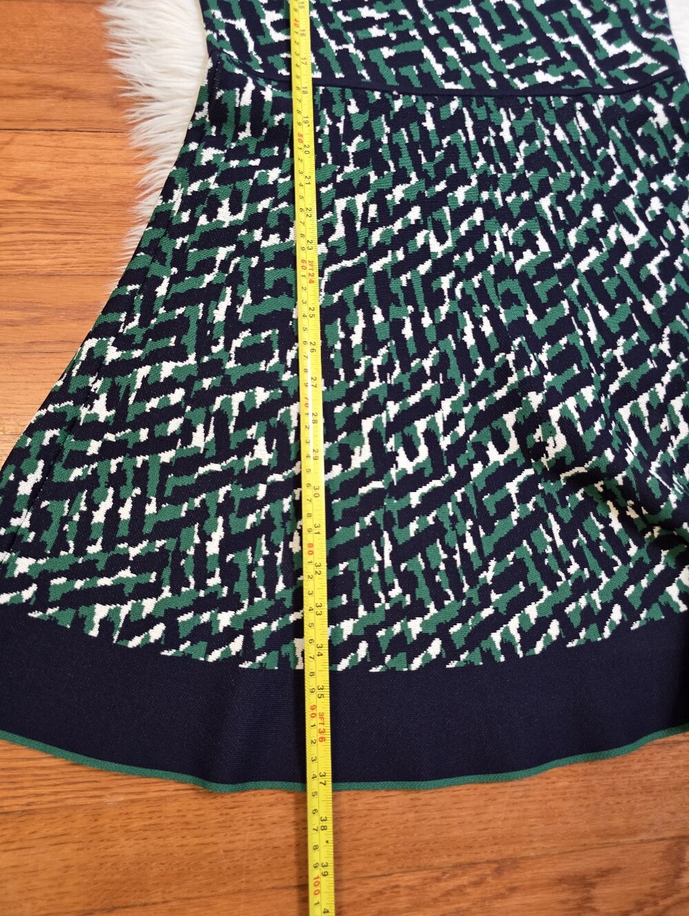 Eliza J Green- Navy Sleeveless Geometric Knit Fit & Flare Sweater  Dress Sz.PL - Picture 16 of 16
